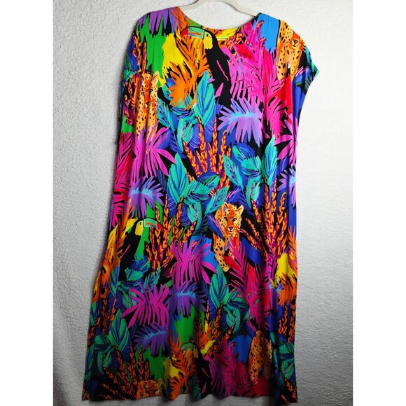 Sahara szSm Oversized Maxi dress Jungle themed Vibrant Pop colors Tropical comfy - Picture 1 of 16